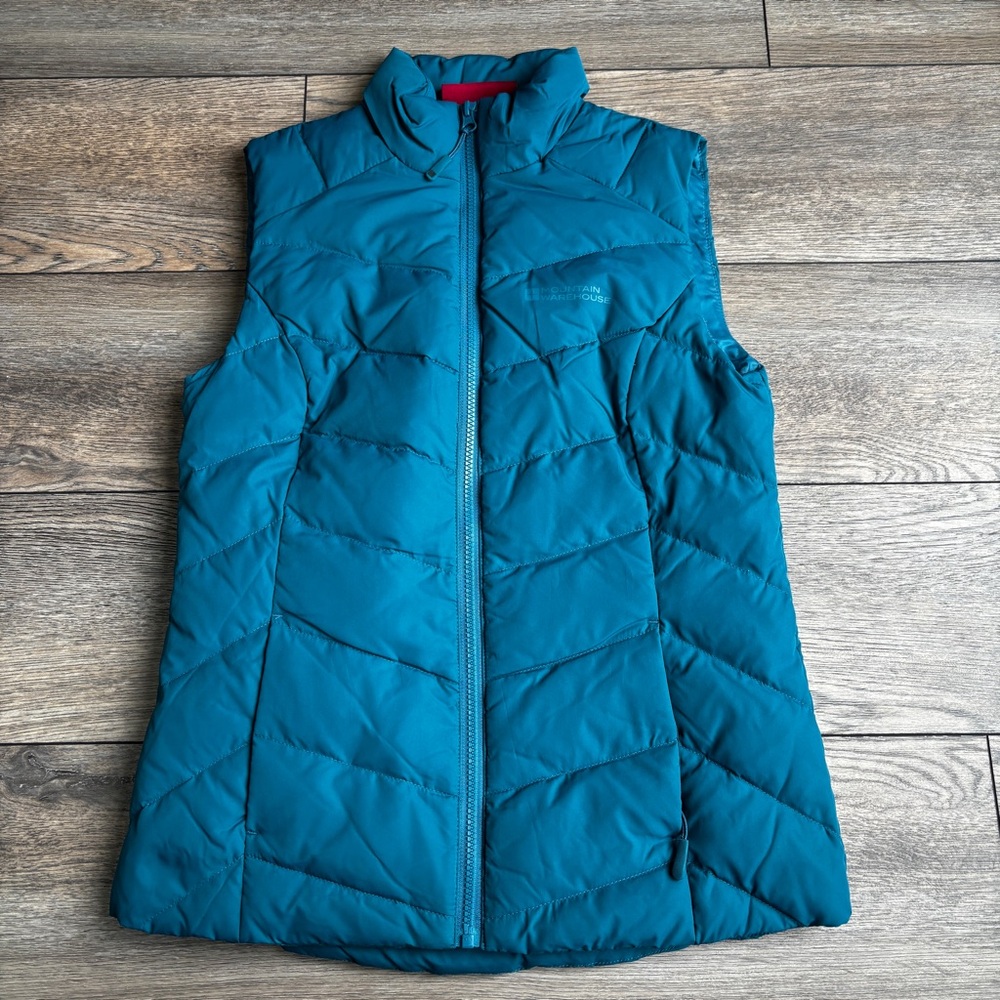 Women’s Mountain Warehouse Crescent Down Gilet Puffer Vest Blue Teal Sz 4